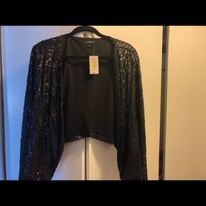 NWT Torrid Black sequin cropped jacket. Plus.